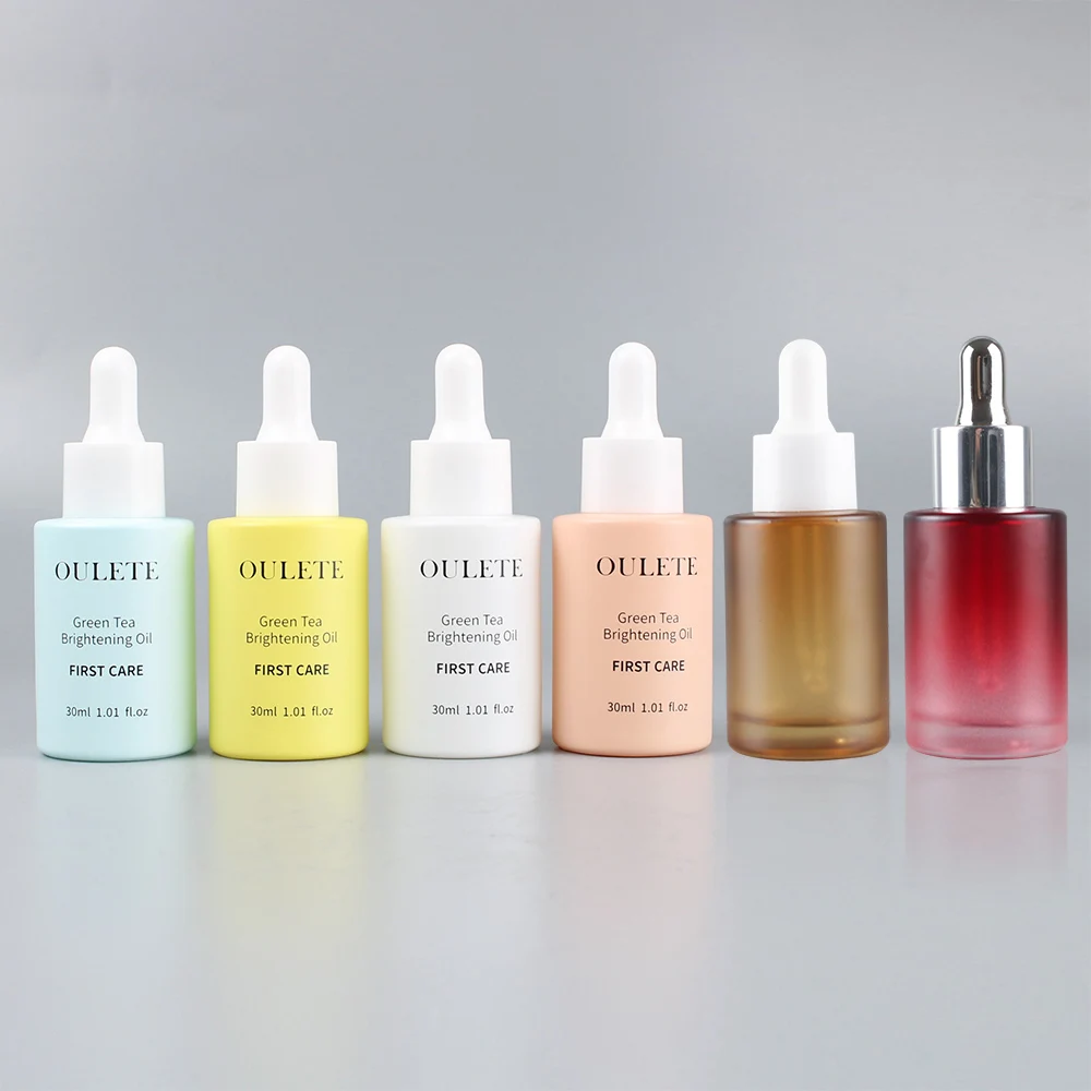 customization 10ml 15 ml 30 ml serum bottle glass serum oil bottle matte black flat shoulder glass bottle with dropper