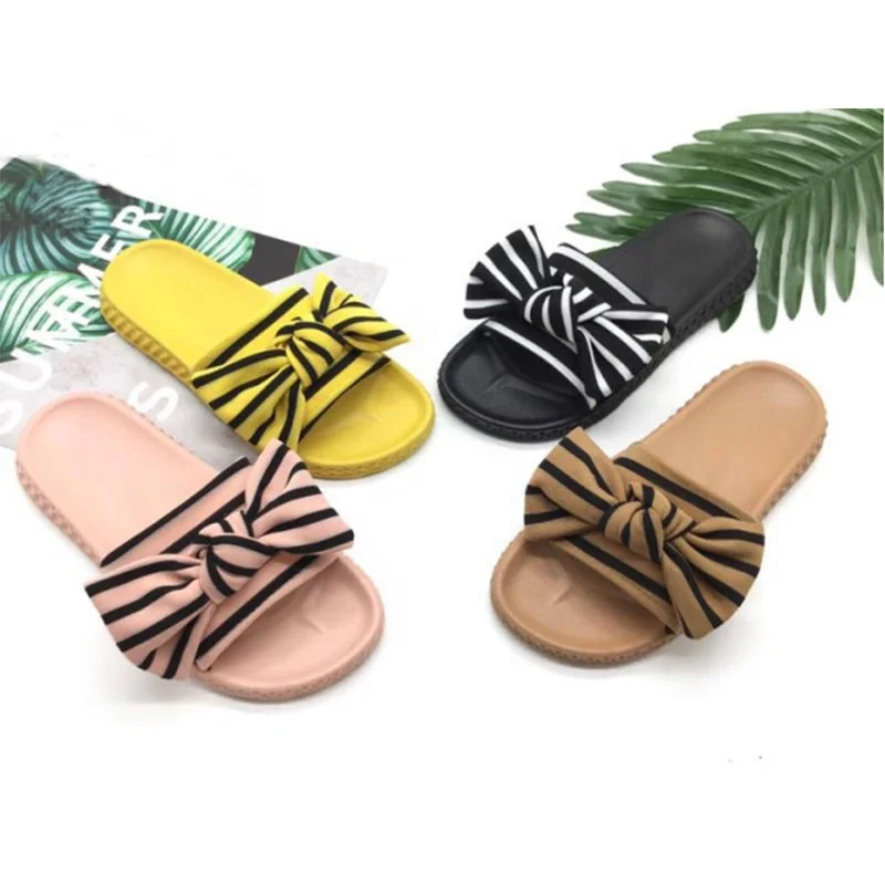 Hot Sale Lady And Women Footwear Slides PVC Slippers Cute Bowknot Upper Outdoor Women Slippers And Slides
