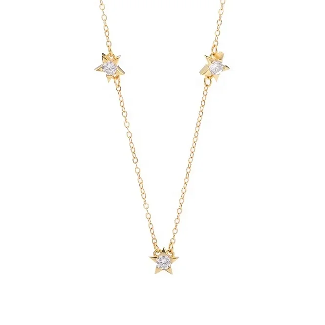 Bijoux Femme Minimalist Star Choker 925 Sterling Silver Jewelry 18K Gold Plated Star Necklace Chokers