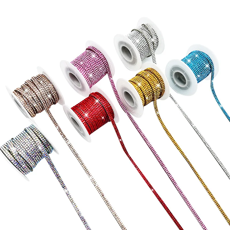 AW Non Hotfix Rhinestone Sticker Car Decoration Crystal Sticker Self-adhesive Hot Strip Rhinestone Ribbon Rhinestone Strip
