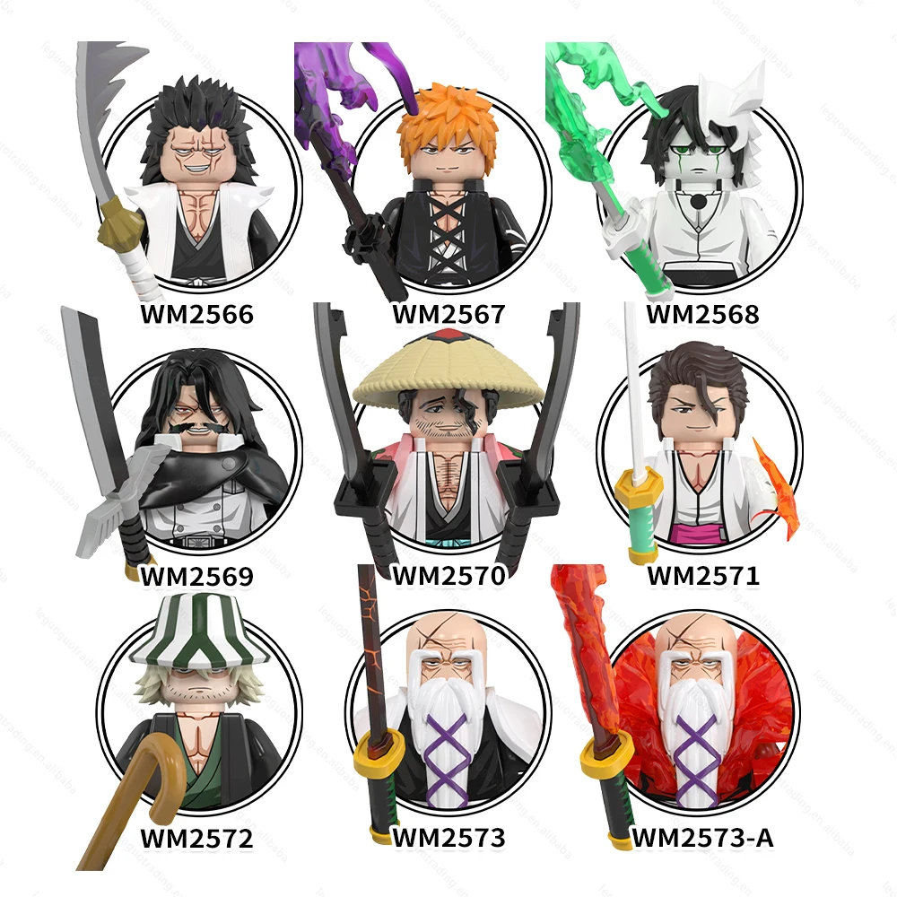 WM6164 Anime BLEACH Zaraki Kurosaki Ulquiorra Yhwach Shunsui Yamamoto Plastic Mini Educational Building Blocks Kids Gift Toys