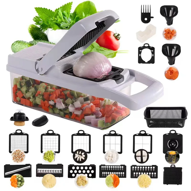 22 In 1 Hot-selling Hot Selling Hand Held Multifunctional Onion Cutter Fruits Slicer Potatoes Peeler Manual Veg Chopper