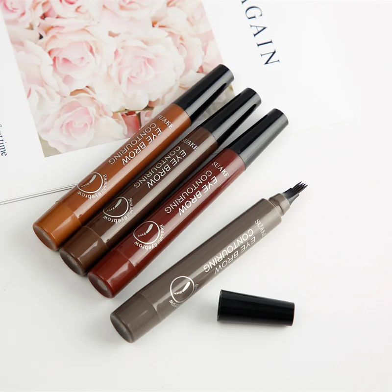 Wholesale Microblading Micro Fork Tip Applicator Eyebrow Pen Liquid Waterproof Eye Brow Pencil Natural Finish