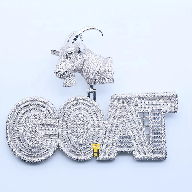 Animal goat name letters necklace personalized pendant iced out bling cubic zircon hip hop jewelry