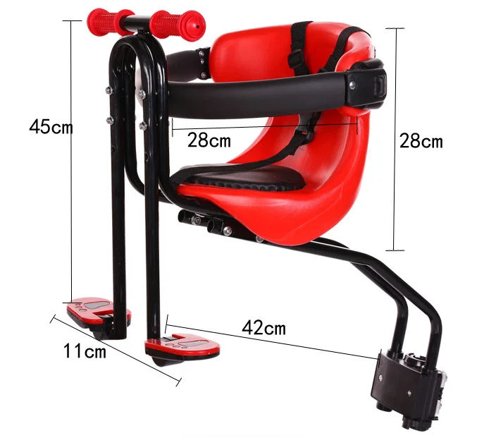 Red Baby Bike Belt Handrail Pedal Chair Compatible With Adult Bike Kid Backrest Seat For MTB Bicycle