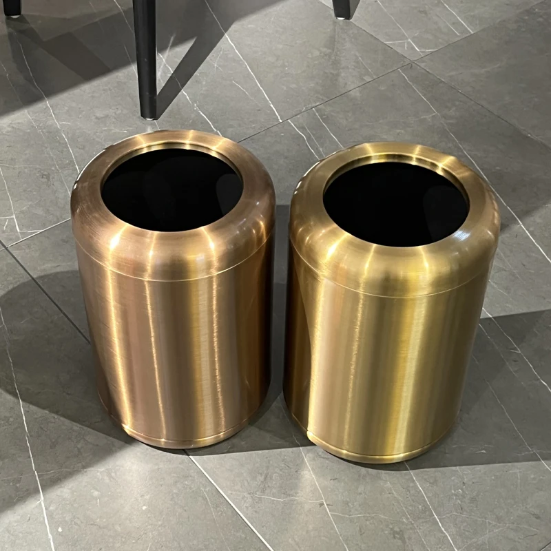 Leasylife10L/2.1GAL thickened double-layer metal waste bin round stainless steel trash can without cover