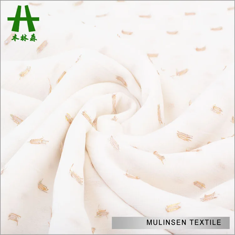 Mulinsen Textile Woven Polyester Cut Flower Metallic Chiffon Fabric Dress