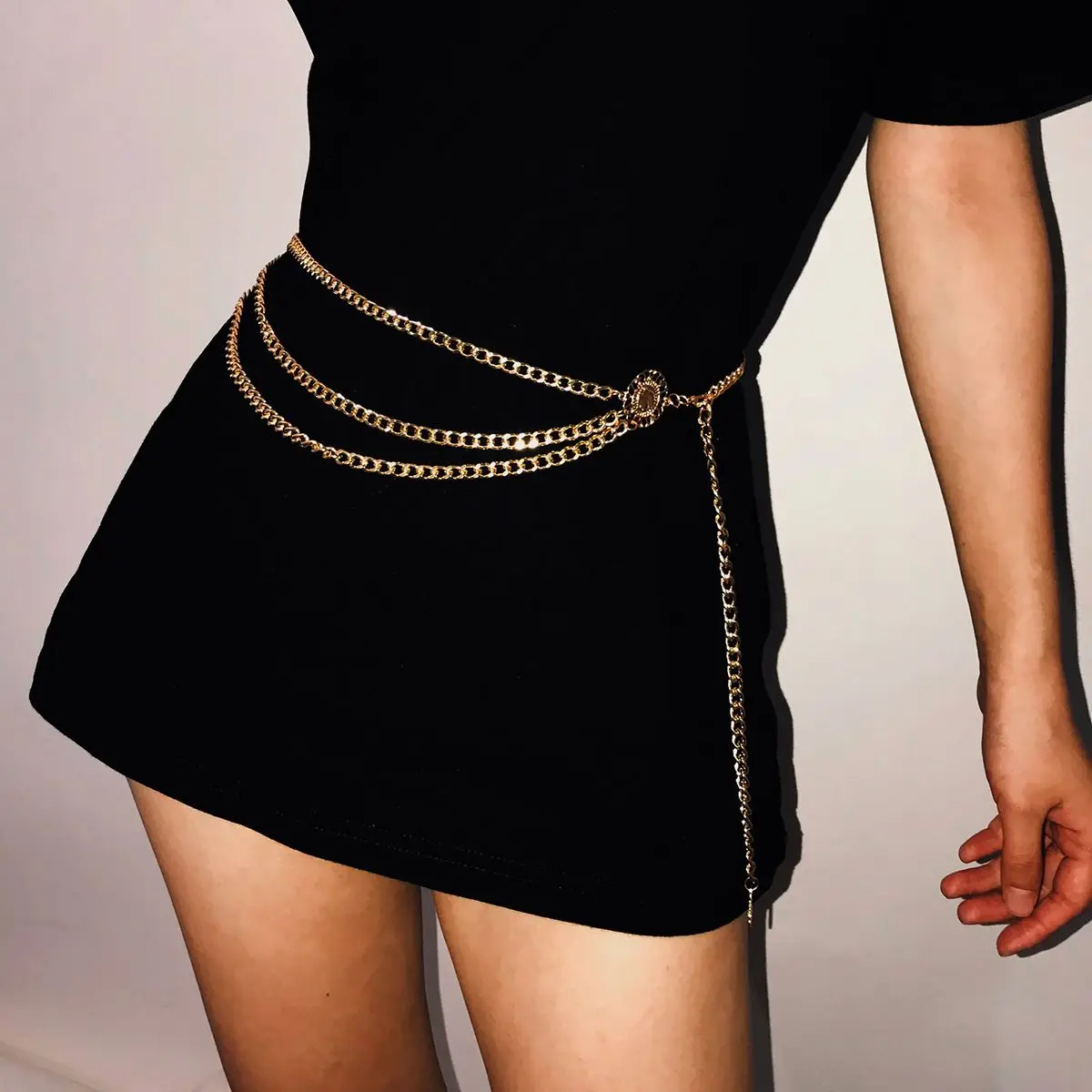8230102 Fashion Gold Alloy Multi-layer Exaggerated Body Chain Female Adjustable Alloy Waist Chain Belt