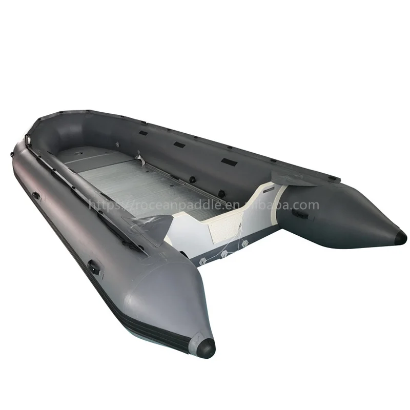 Heavy Duty Large 5m 5.2m 5.5m 5.8m inflatable rubber fishing boat aluminium bottom boat 10-20 person with Bimini top