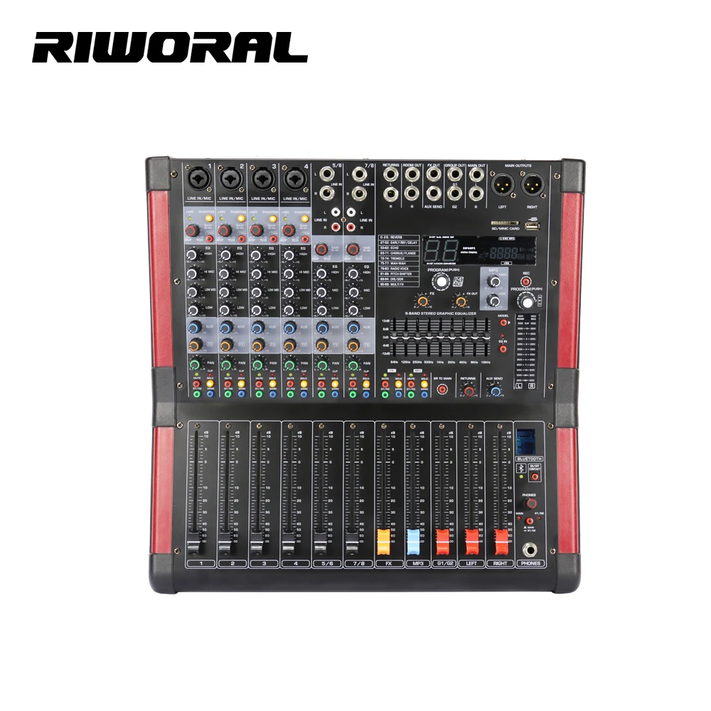 GB8D 8 channel usb interface controller 99 DSP power mixer effect sound console power mixer amplifier