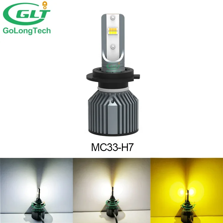 MC33 10000LM 72W tricolor high brightest 6500K 4300K 3000K H7 car light h8 auto csp H7 led new 2021 headlight