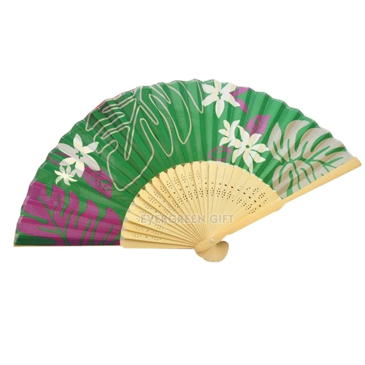 Wholesale Custom Printed Logo Folding High Quality Personalized Bamboo Hand Held Fan