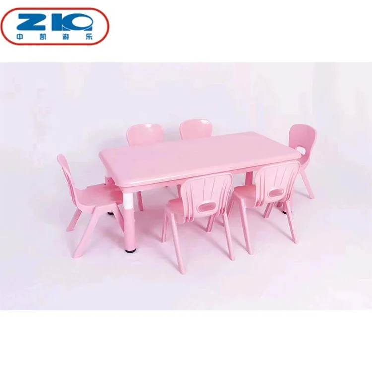 Indoor kids children plastic study table and chair for early education