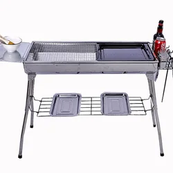 Hot selling new low price thickened stainless steel grill grill outdoor portable folding carbon grill wholesale