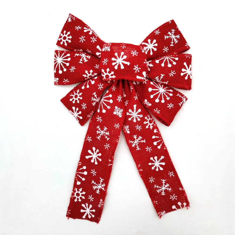 Рождественский праздник, Свадебная вечеринка, украшение для упаковки подарков, красный олень, принт, джутовая ткань, тканая лента, бант