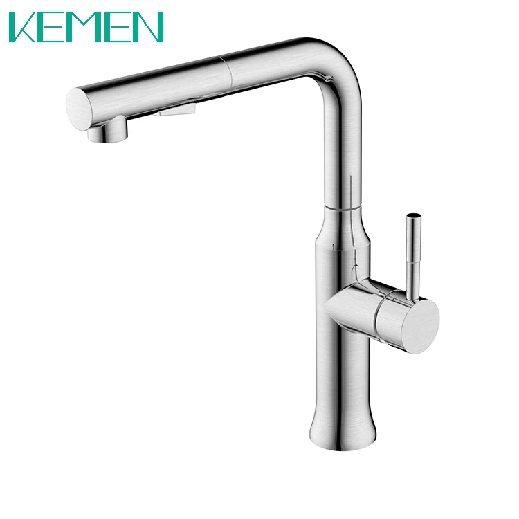 
New Modern Style 304 Stainless Steel Faucet Tap Pull Out Water Faucet for Kitchen 