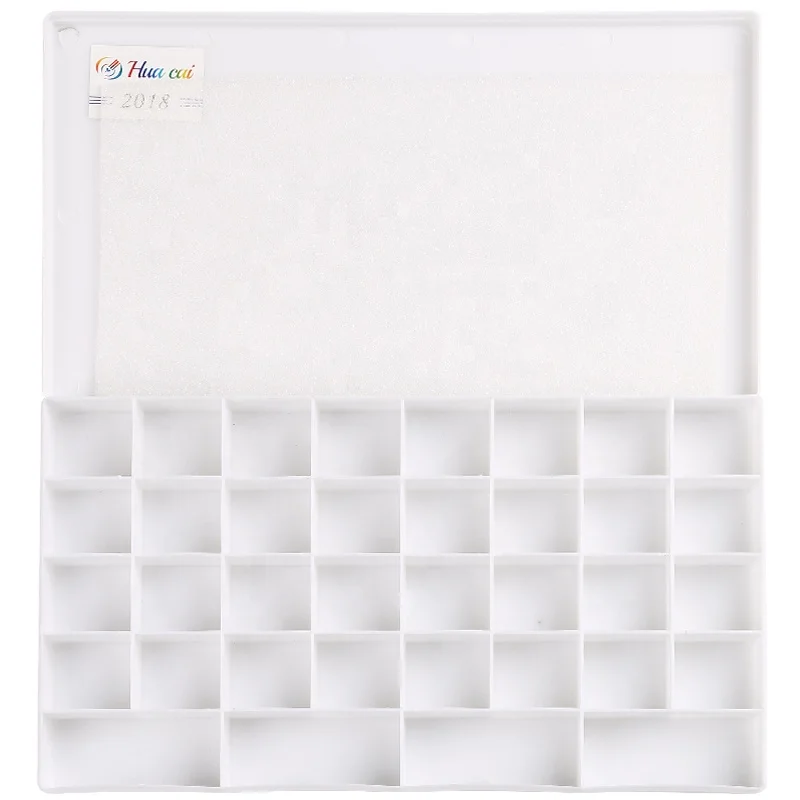 Transon Paint Palette Box 36 Deep Wells Airtight Stay Moist with 1 Paintbrush and 1 Paint Tray for Watercolors and Oil Paint