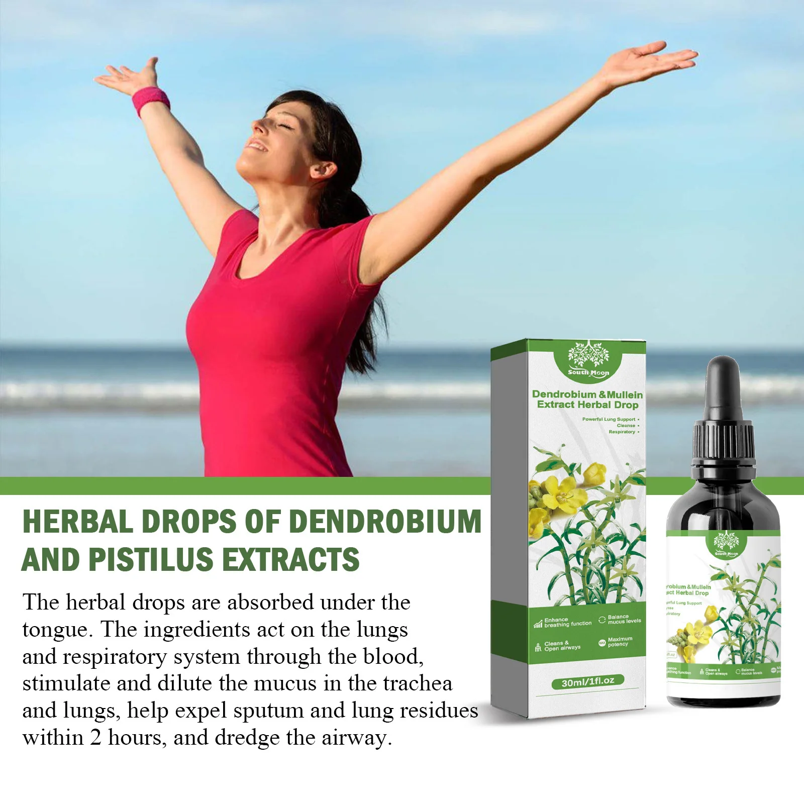 South Moon Herbal Spray 30ml Body Serum Cleaning Detoxification Relief Sore Lungs Mouth Treatment Serum