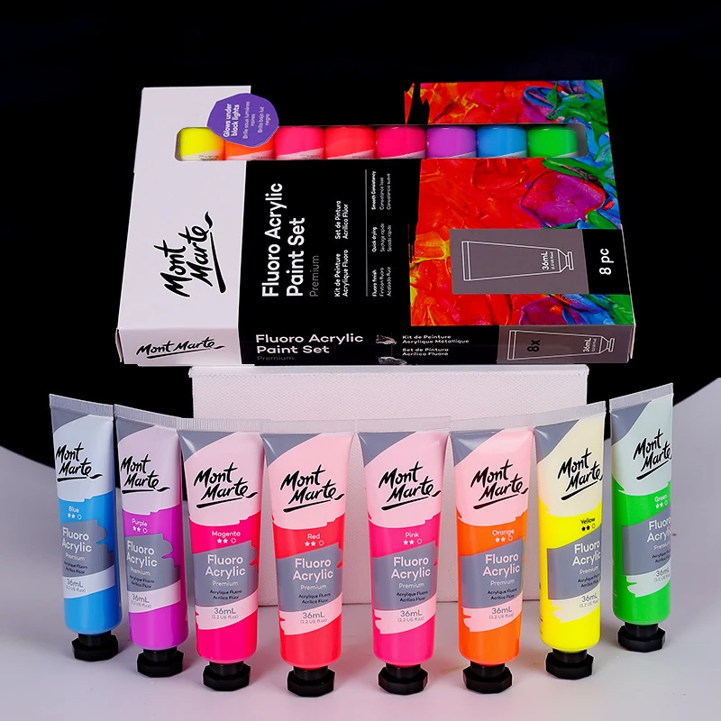 wholesale 8 colors 18ml high shaping Acrylic Paint Set Fluorescent metal acrylic cross-border acrylic paint