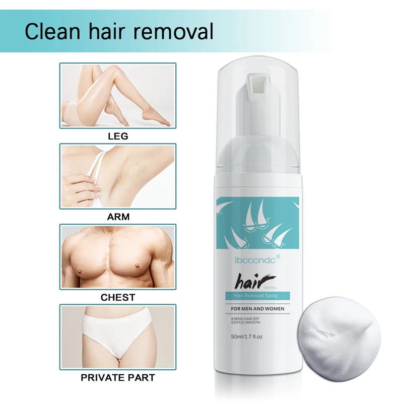 Private Label Unisex Natural Hair Growth Inhibitor Spray Foam Mousse Epilatoire Hair Removal Stop Armpit Painless Legs Body Hair