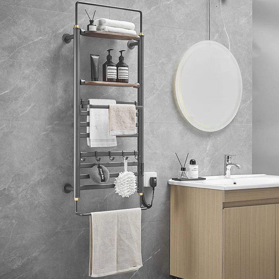 New style North American walnut electric towel rack for home bathroom intelligent digital display drying and storage rack