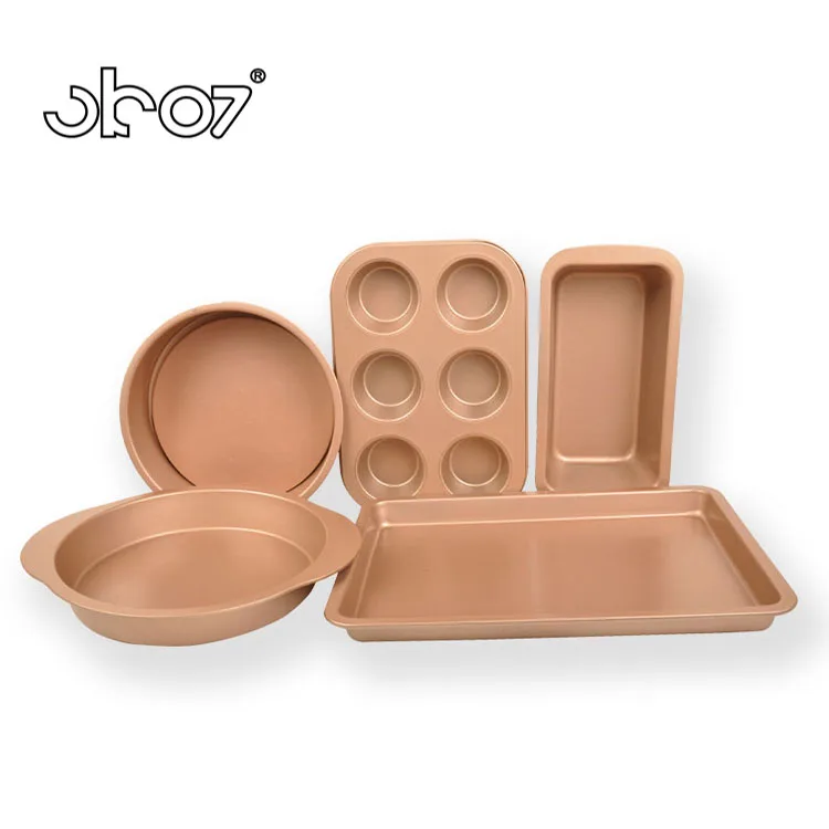Baking tools Oven 5-piece non-stick pan carbon steel open-bottom carbon steel cake mold toast box Pizza pan 6-cup The cake pan