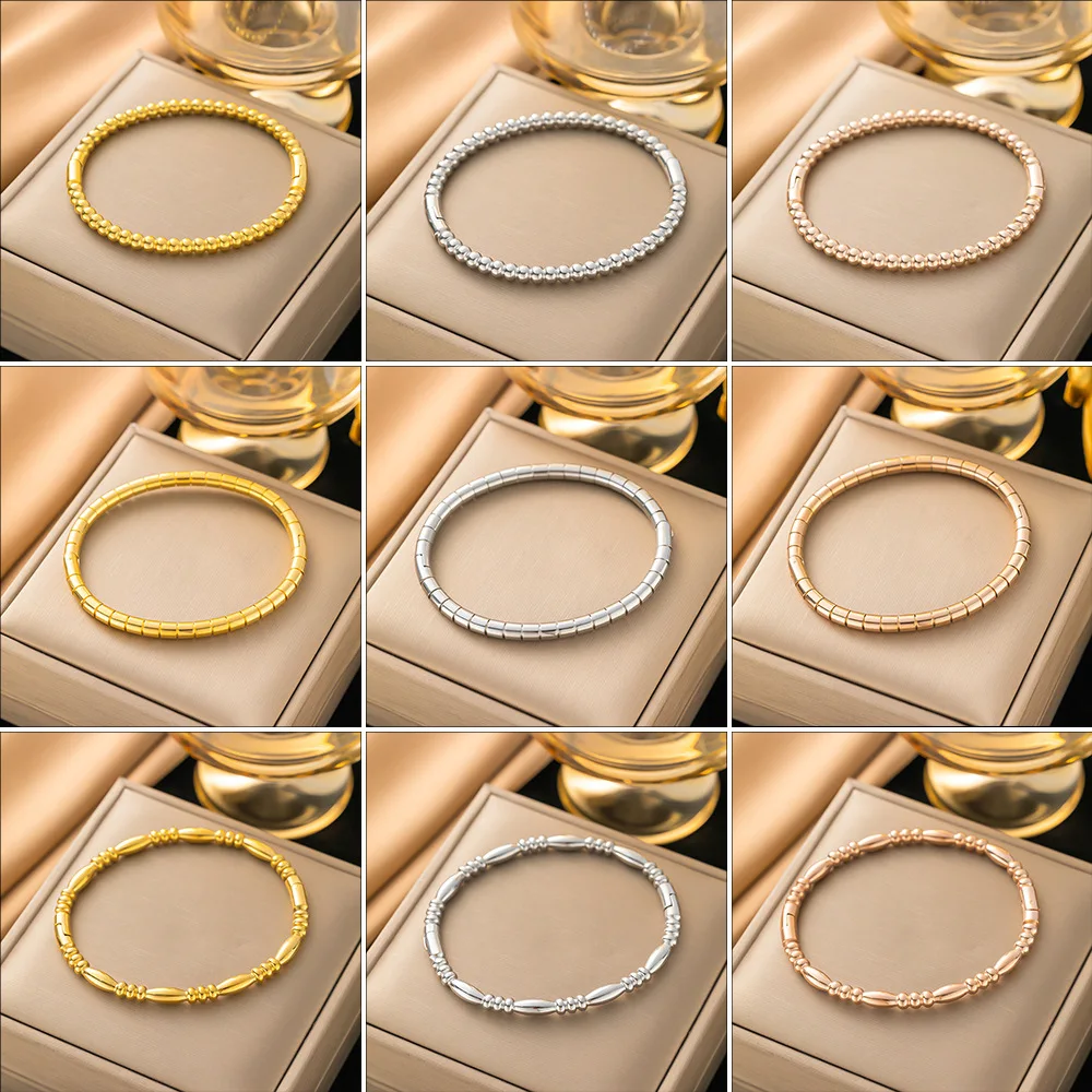 Manufacturers Directly Batch The New Gold-Plated Bamboo Stainless Steel Exquisite Simple Fashion Bracelet For Men Women