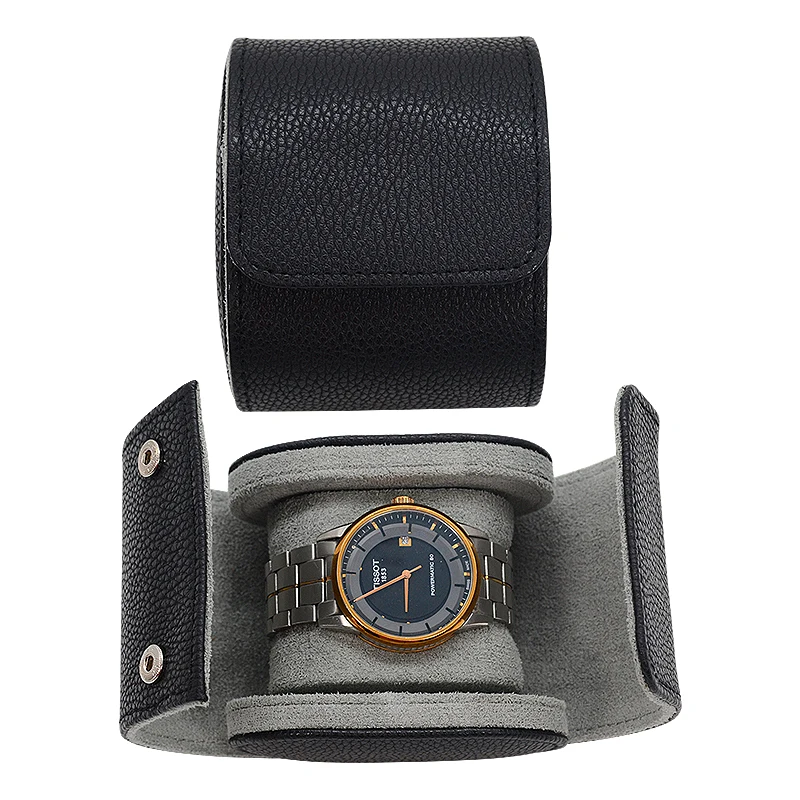 Dongguan Watch Packaging Gift Box Brown Wrist Watch Travel Case  Leather Single Watch Roll