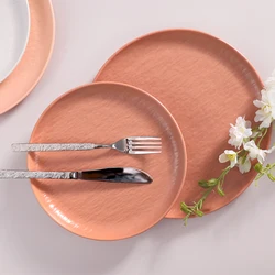 High Quality Plates Porcelain Crockery Pink Orange Wedding Tableware Round Ceramic Dinnerware Charge Dinner Plates Dish Buffet