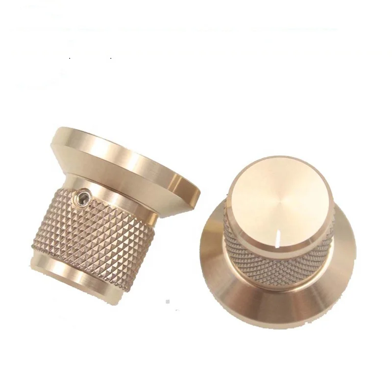Precision CNC Gold Plated Volume Potentiometer Knurled Amplifier Knob for Audio Parts