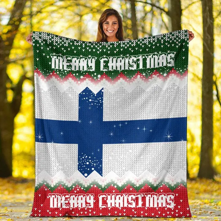 Custom Manufacturers Wholesale Polyester Finland Flag Flannel Blanket Adult Sofa Office Knitted Blanket Custom Throw Blankets