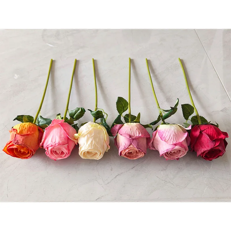 YIWAN big Single burned edge lover roses acacia rose Cheap Flowers for Home Wedding Decorative Flowers Hot Sale