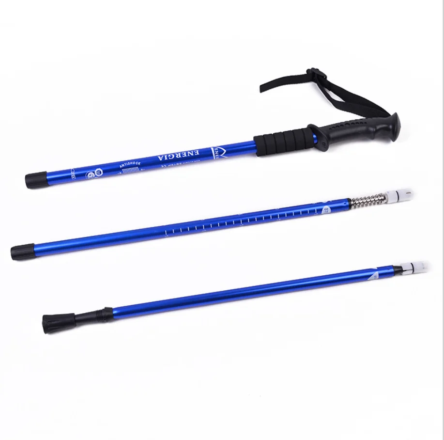 Manufacture Outdoor adjustable Mountain Climbing Aluminum Telescoping Foldable Walking Sticks Trekking Poles