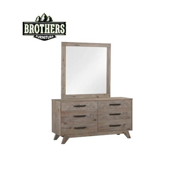 Dresser 6 drawers Mirror bedroom Design Home Furniture Queen Size Frame Luxury Bedroom Set Amazon brand Vietnam Manufacturer