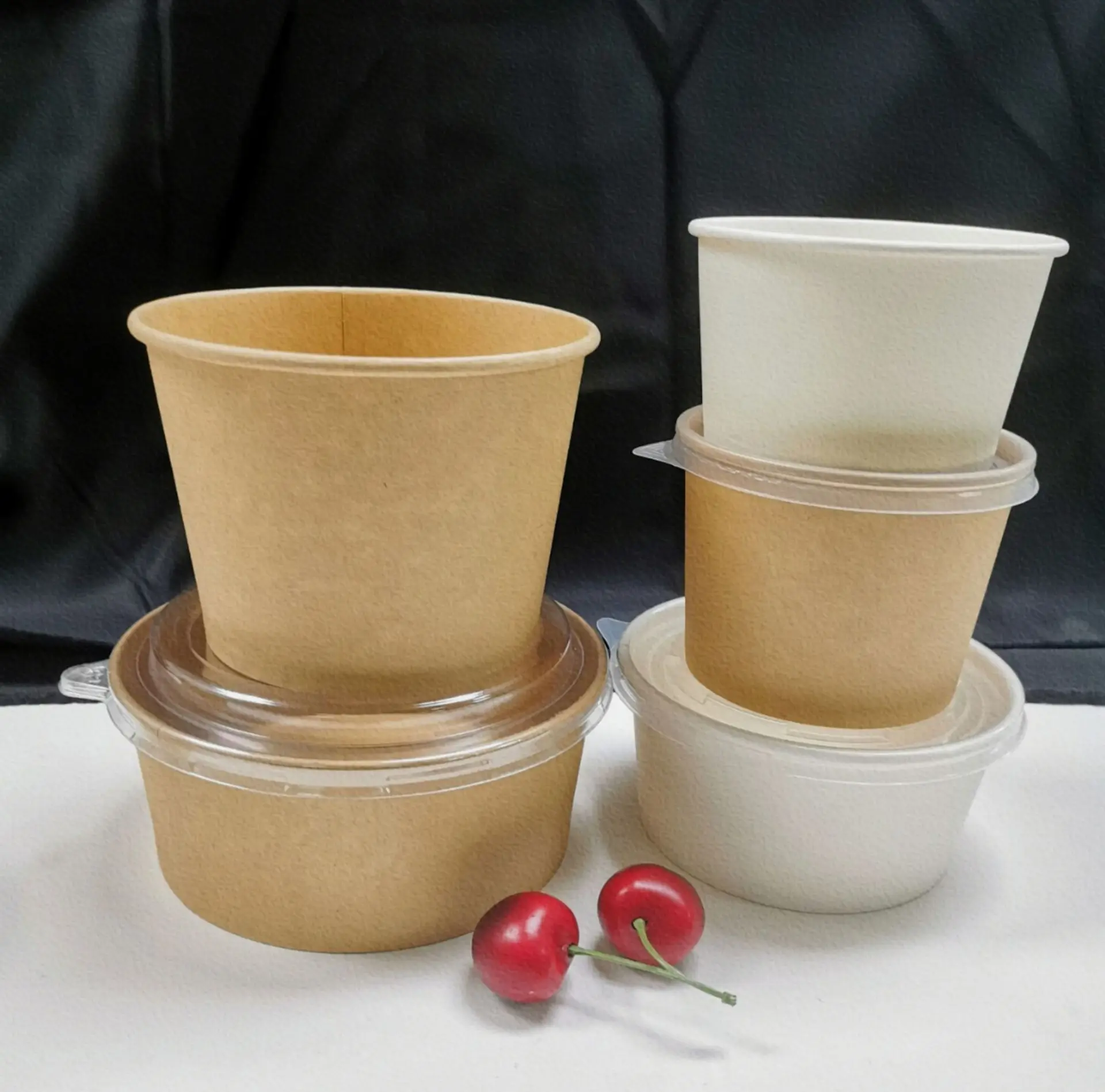 Custom logo Kraft Paper Bowl Disposable Round Salad Bowl Custom Print Salad Kraft Paper Bowl with Lid