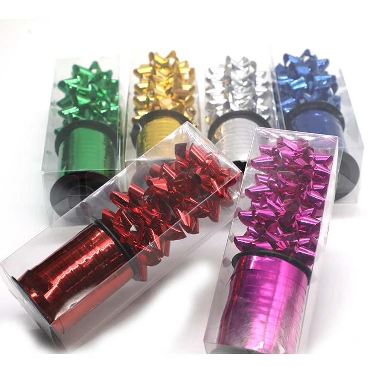 Factory Direct Sale Diy Hand Flower Ribbon Star Bow Set Color Christmas Decoration Non-Sticky Star Bow