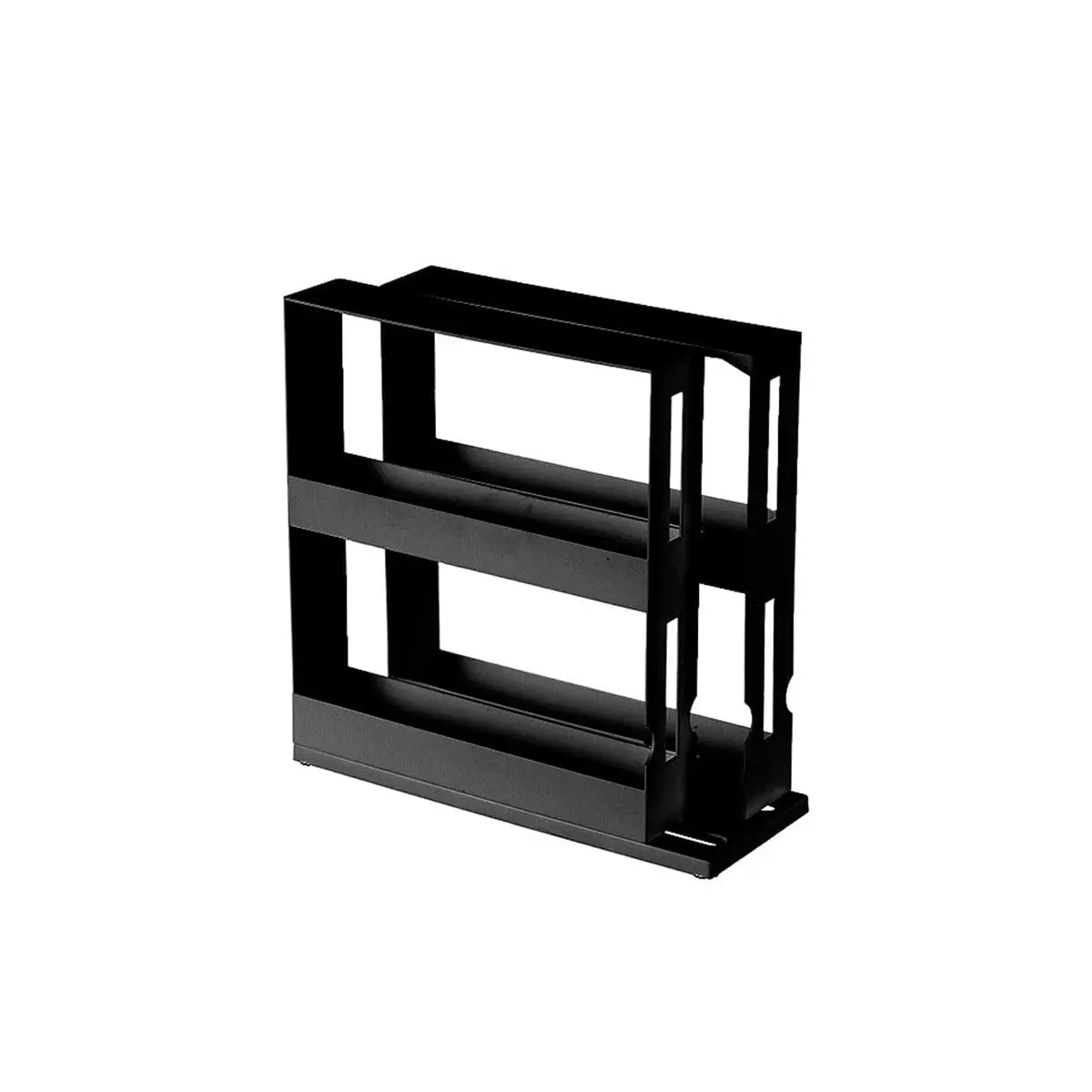 Spice Rack, Standing, Extendable, 2 Tiers, No Drilling, Lots of Storage Space, Shelf for Kitchen, Plastic, Black