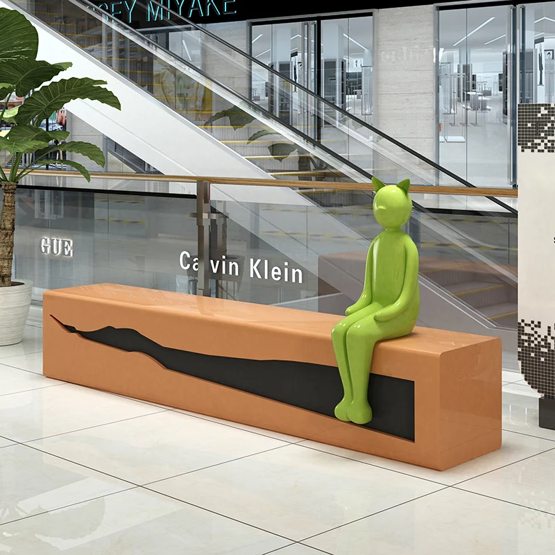 Shopping mall fiberglass  lounge bench  seating chair cartoon decoration bench outdoor furniture for the public