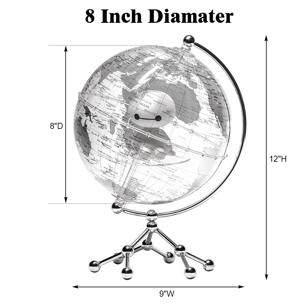 Wellfun 2024 New Product Ideas Home Office Decor Gift Transparent Rotating Novelty Gifts Globe Earth Globe Decor Globe