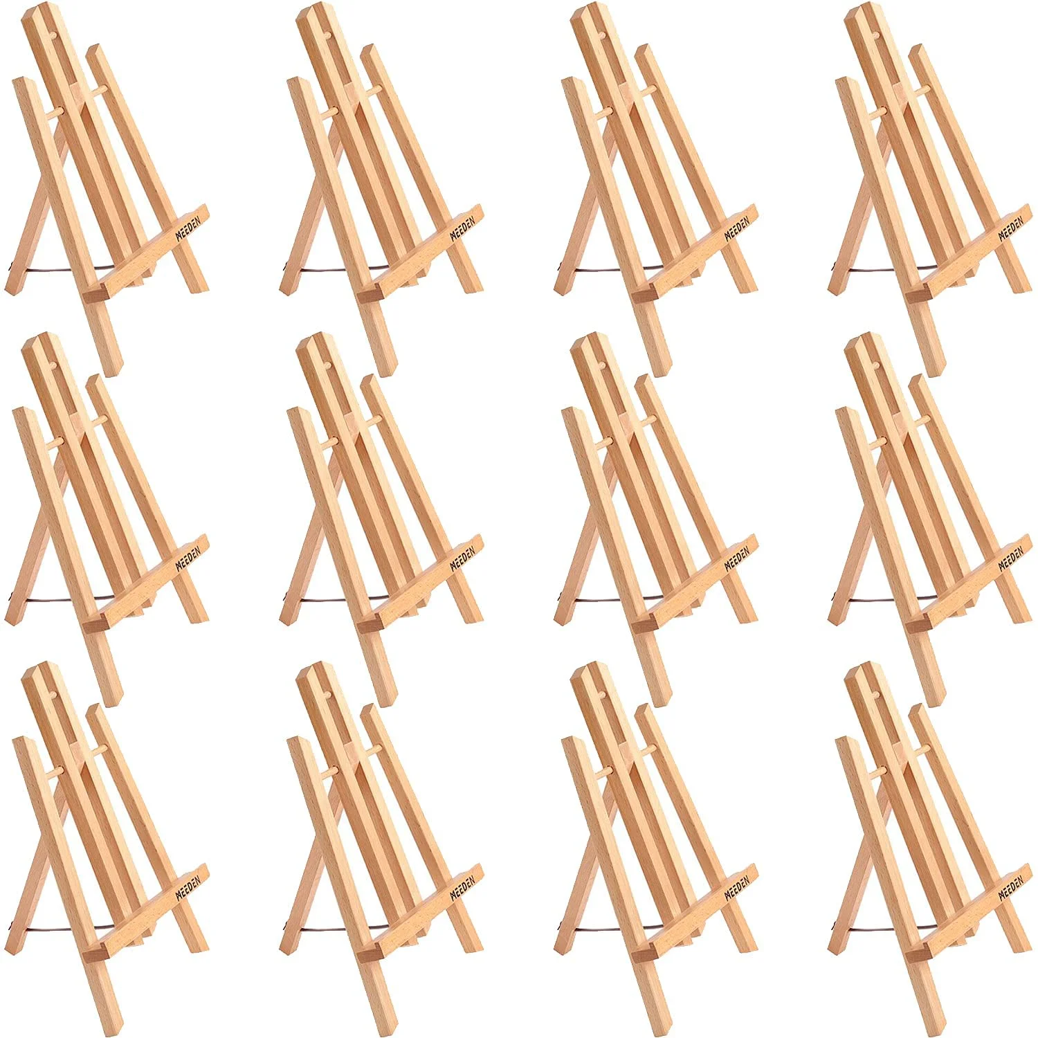 MEEDEN 12Pcs 11.8 Tabletop Display Easel - Solid Beech Wood Easel Painting Triangle Easel Stand