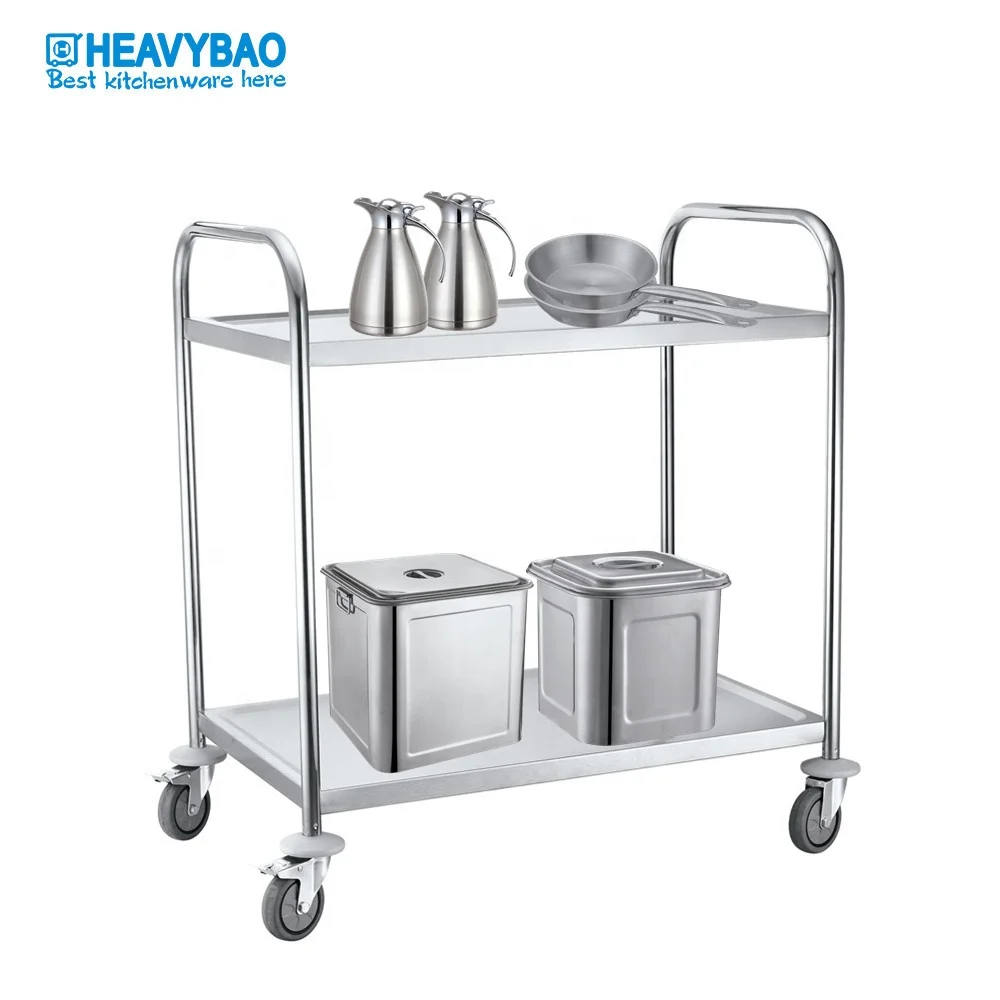 Heavybao Catering Equipment Round Tube Stainless Steel Room Service Trolley & Kitchen Tool Trolley Outdoor