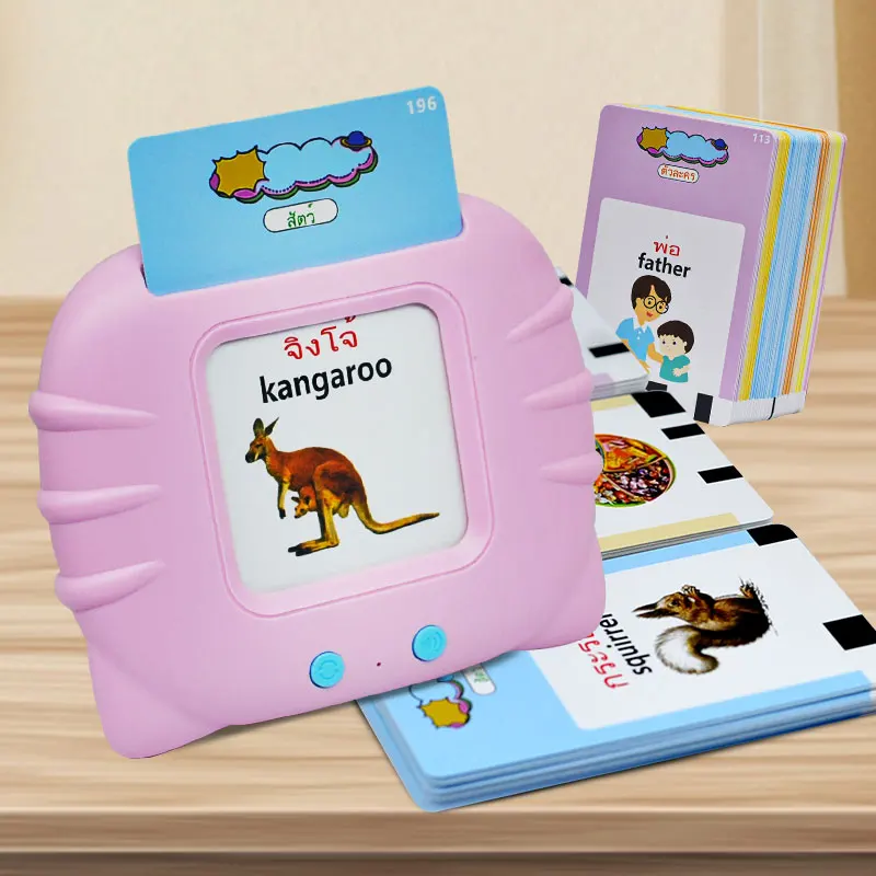 Voiced Sight Cartoon Resource Electronic Early Education Language Learning Machine 2 In 1 Thai Flash Cards Reader Boys