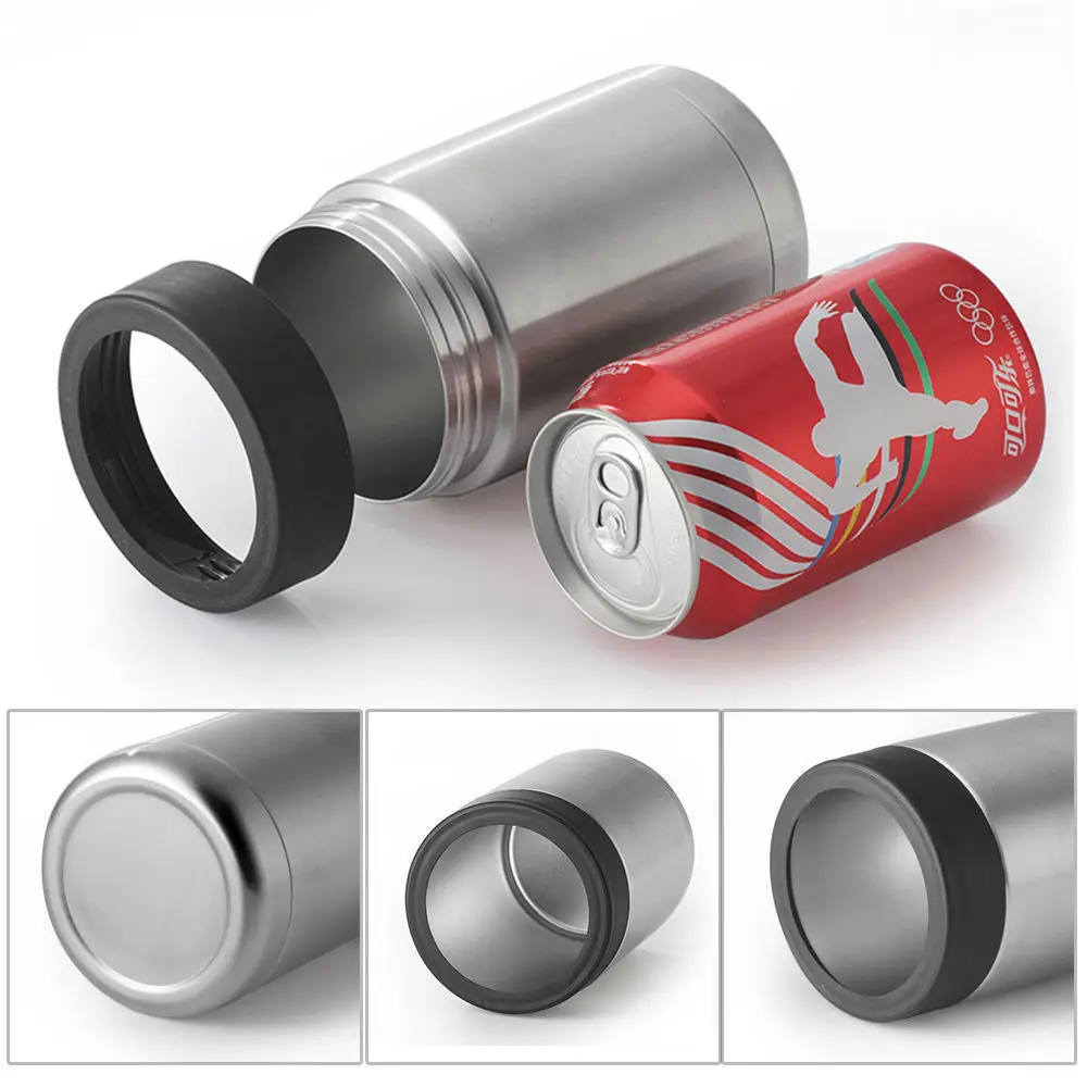 Drink Stainless Steel Beer Bottle Can Cooler Holder,Metal Double Insulated Shower Beer Vacuum Sealed Can Holder