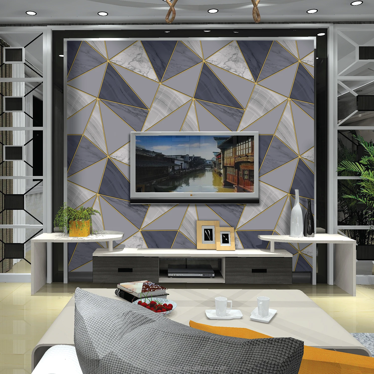 Modern Style 3D Foam Wallpaper High Quality Paper Back Wallpaper Home Decoration Velvet 3D Wallpaper
