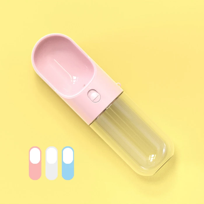 Manufacturer wholesale blue pink white capsule outdoor portable pet dog water bottle