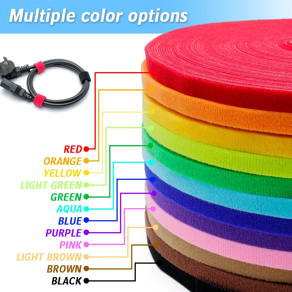 Colorful heavy duty pure nylon self adhesive reusable wrap pallet strap belt super elastic back to back hook and loop cable ties