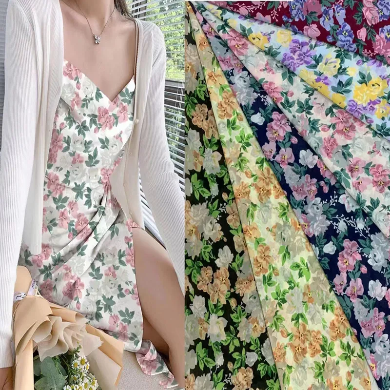 Custom Pattern Printing 100% Polyester Chiffon Printed Fabric For Fashion Dress