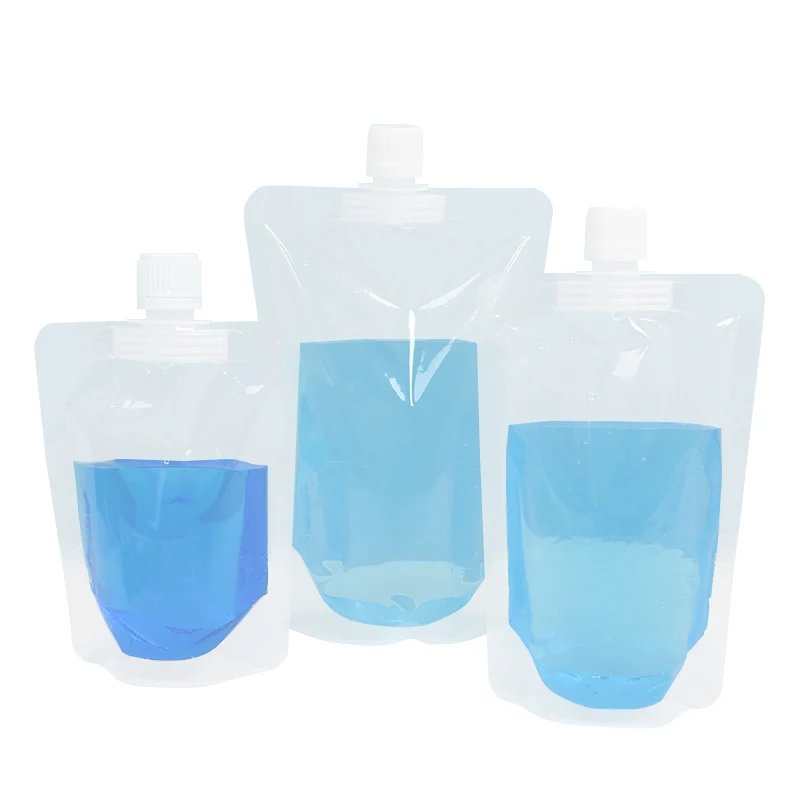 Wholesale custom spouted stand up food pouches packaging transparent spout pouch for liquid milk drink packaging