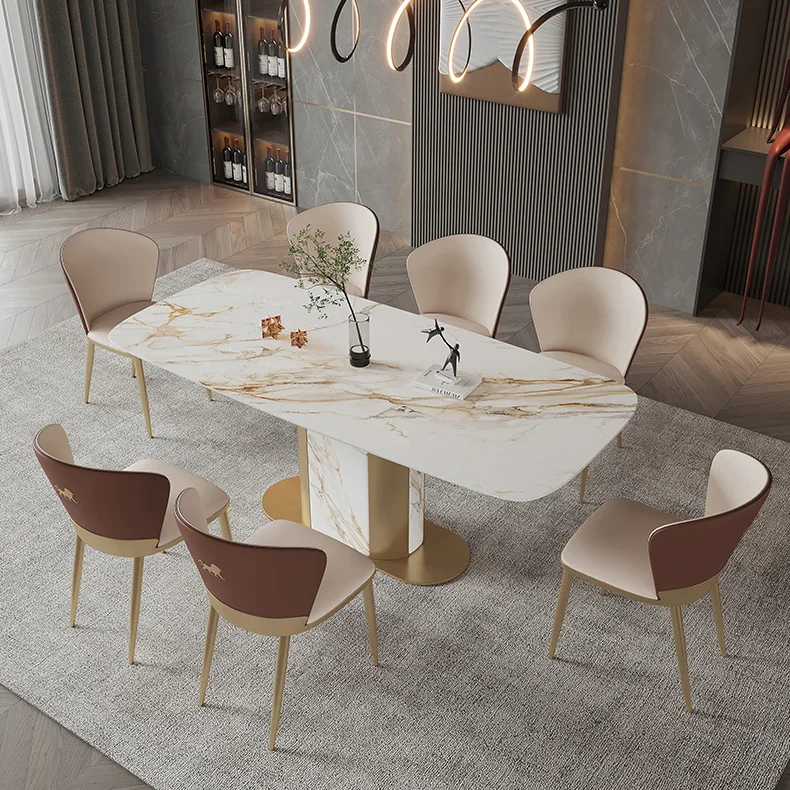Luxury Design Dining Table Dining Room Furniture Marble Top With Stainless Steel Frame Table