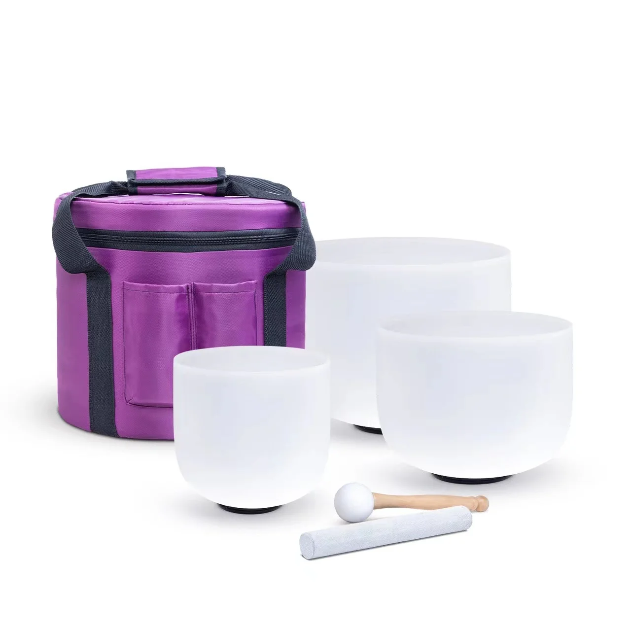 Donghai wholesale white singing crystal bowls frosted quartz bowls  meditation sound healing yoga therapy for sale